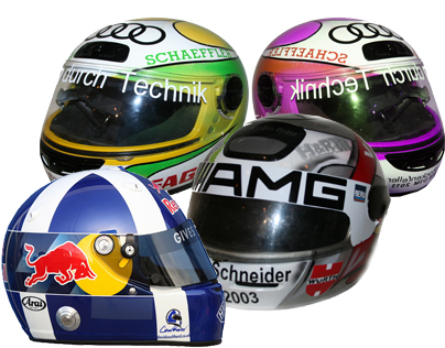 Motorsport- Helme 4-tlg.Set  (Nur zu Deko)